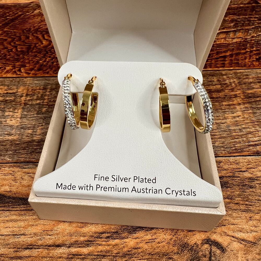 Sofia James New York Hoop Earring Set Sine Silver Plated Australian Crystals NEW